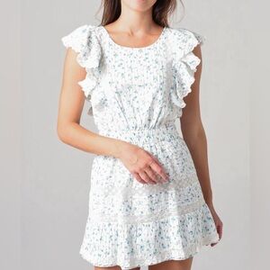 LoveShackFancy Roberta Bonnet Blue Floral Mini Dress